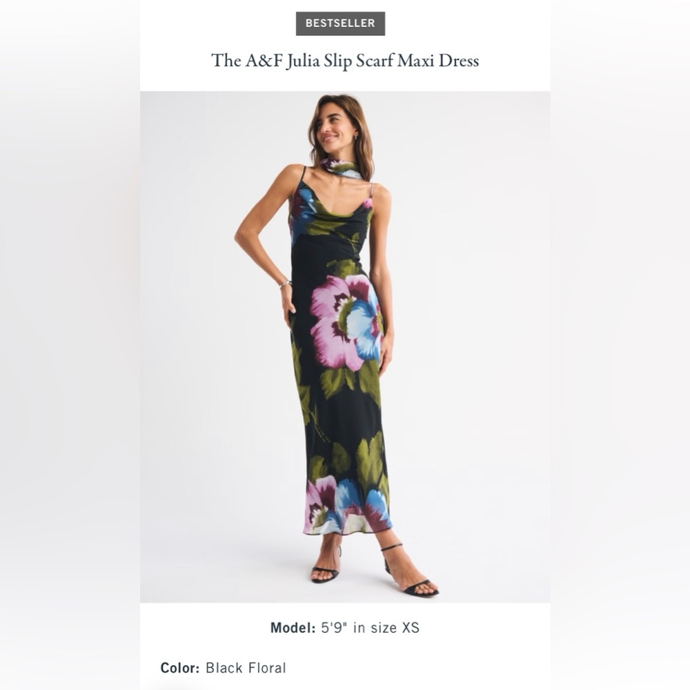 Abercrombie & Fitch Black Floral Slip Dress